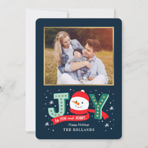 EDITABLE Color Joyful Snowman Holiday Foto Card Feiertagskarte