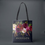 EDITABLE COLOR Marine Marsala Rustic Boho Floral Tasche<br><div class="desc">ÄNDERBARE HINTERGRUNDFARBE Bohemischer Stil Allover Print Tote Bag mit Aquarellbildern von Bordeaux, Marsala, Rot und Rosa Bronze und Rose mit Federn Akzent auf marineblau Hintergrund. Dies ist ideal für Herbst/Herbst/Winter, Blumenveranstaltungen und Böhmerische Veranstaltungen. Matching-Elemente sind ebenfalls verfügbar. * Bitte klicken Sie auf die Schaltfläche "Anpassen", um Farbe, Schriftart und Größe...</div>