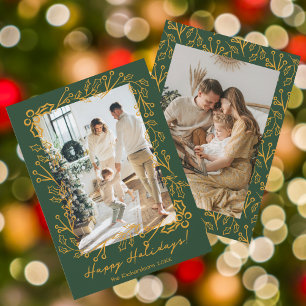 Editable Color Mistletoe Doodles 2 Fotos Happy Feiertagskarte