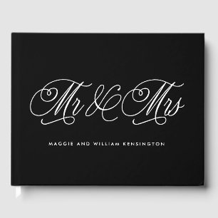 EDITABLE COLOR Mr & Mrs. Elegant Script Wedding Gästebuch