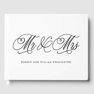 EDITABLE COLOR Mr & Mrs. Elegant Script Wedding Gästebuch