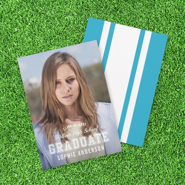 Editable Color Varsity Foto Graduate Ankündigung (Von Creator hochgeladen)