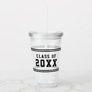 Editable Color Varsity Schließ Class of Year Acryltrinkbecher