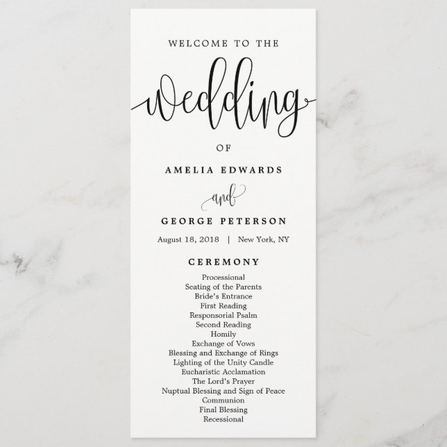 EDITABLE COLOR Wedding Zeremony Program #LCC Programm (Vorderseite)