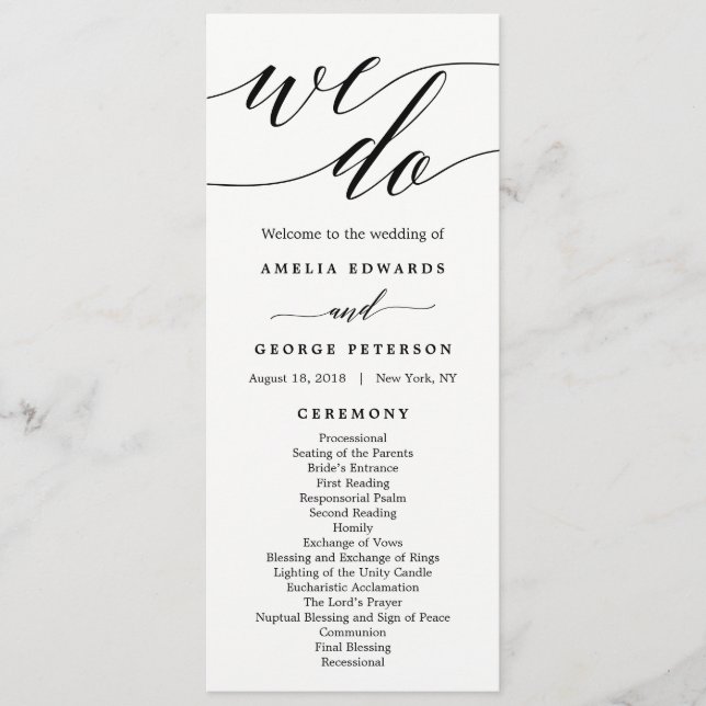 EDITABLE COLOR Wedding Zeremony Program #MSC Programm (Vorderseite)