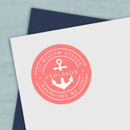 Editable Color White Border Anchor Rücksendeadress Runder Aufkleber