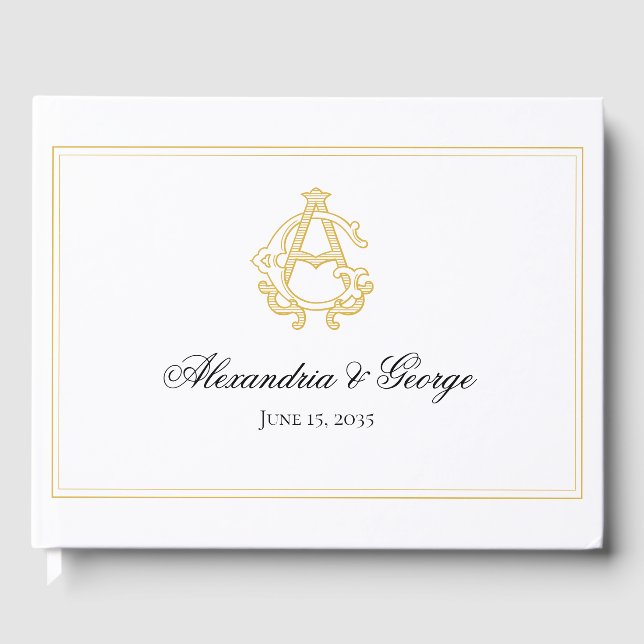 EDITABLE COLORS AG Monogram GA Monogram Guest Book Gästebuch (Vorderseite)