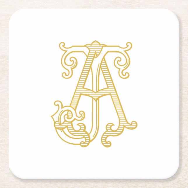 EDITABLE COLORS AJ Monogram JA Logo-Untersetzer Rechteckiger Pappuntersetzer (Vorderseite)