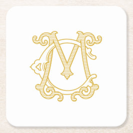 EDITABLE COLORS CM Monogram MC Logo Party Unterset Rechteckiger Pappuntersetzer