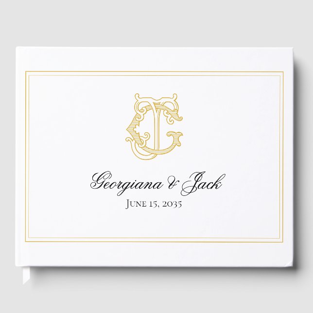 EDITABLE COLORS GJ Monogram JG Monogram Guest Book Gästebuch (Vorderseite)