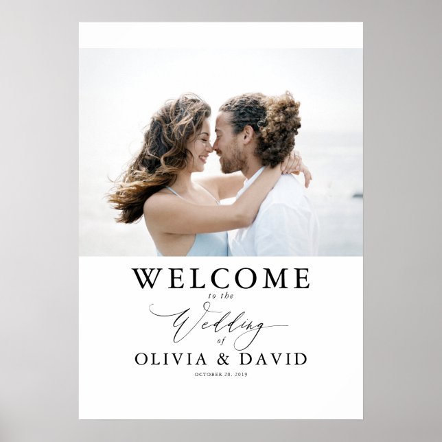 Editable Colors Moderne Hochzeit Begrüßung Foto-Ze Poster (Vorne)
