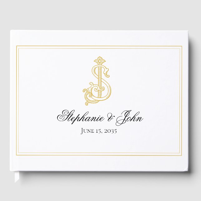 EDITABLE COLORS SJ Monogram JS Monogram Guest Book Gästebuch (Vorderseite)