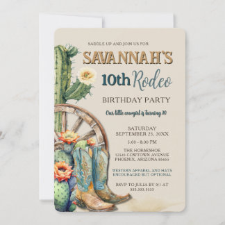 Editable Country Cowgirl Western Rodeo Birthday Einladung