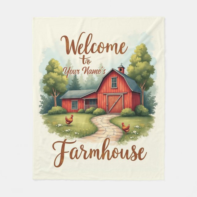 Editable Country Farm Welcome Print Fleecedecke (Vorderseite)