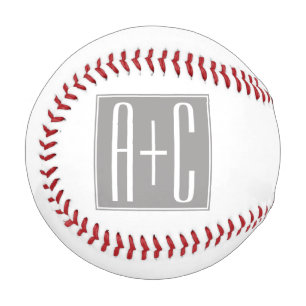 Editable Couples Initials   Weiß & Grau Baseball