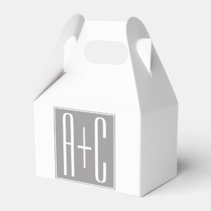 Editable Couples Initials   Weiß & Grau Geschenkschachtel