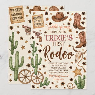 Editable Cowgirl Geburtstagsparty Einladung
