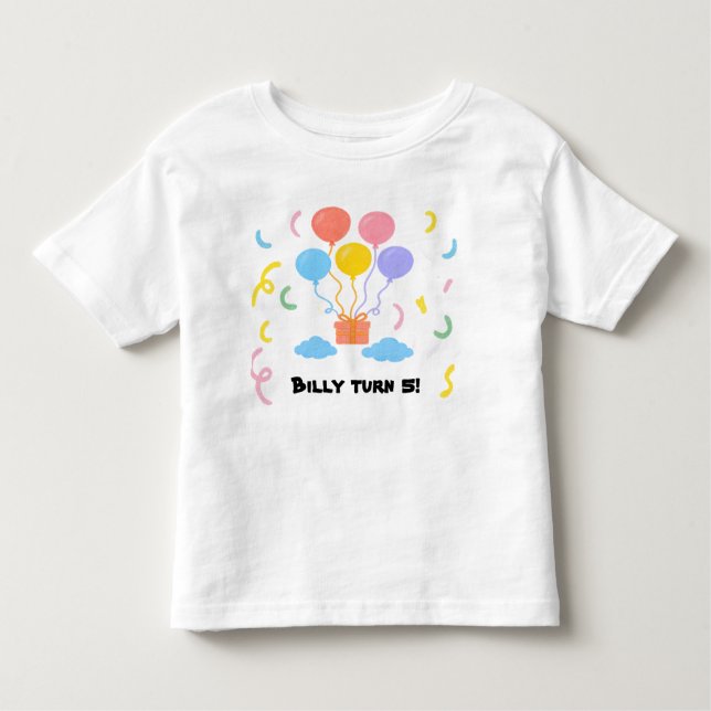 Editable Crayon Style – Balloon Bash Toddler Kleinkind T-shirt (Vorderseite)