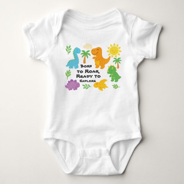 Editable Crayon Style – Dinosaur Roarsome Baby Strampler (Vorderseite)