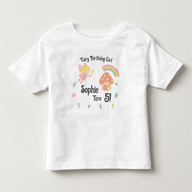 Editable Crayon Style – Fairy Mushroom Forest Kleinkind T-shirt (Vorderseite)