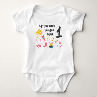 Editable Crayon Style - Pop Star Diva Birthday Baby Strampler