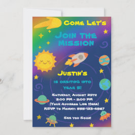 Editable Crayon Style – Solar System Birthday Einladung