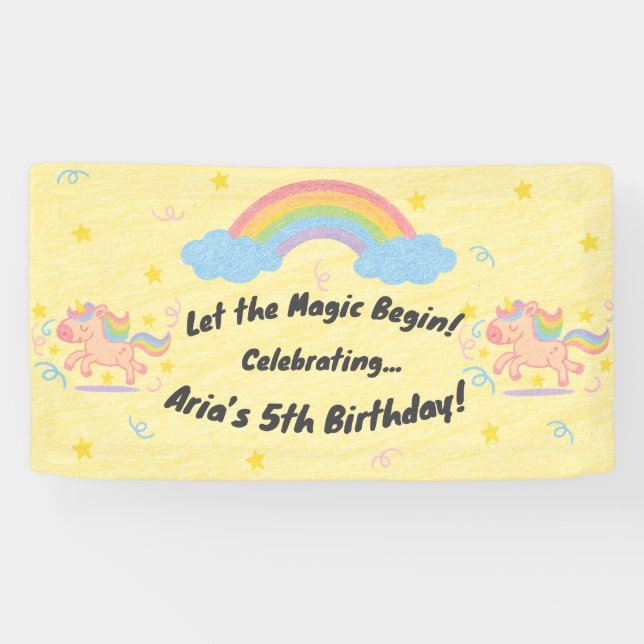 Editable Crayon Style - Unicorn Dream Sparkle Banner (Horizontal)