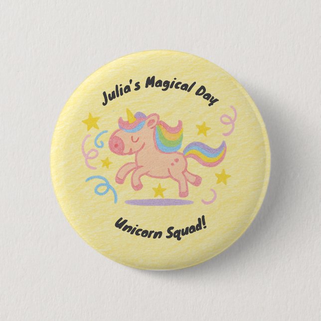 Editable Crayon Style – Unicorn Dream Sparkle Button (Vorderseite)