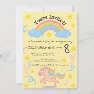Editable Crayon Style - Unicorn Dream Sparkle Einladung