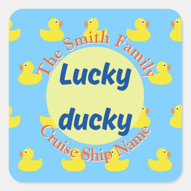 Editable Cruise Duck Quadratischer Aufkleber (Vorderseite)