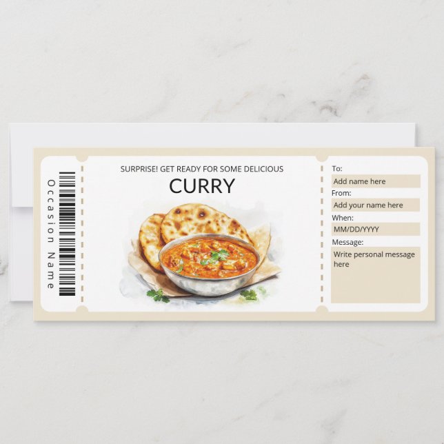 Editable Curry Gift Voucher Vorlage (Vorderseite)