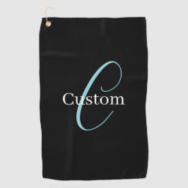 Editable Curry Script Monogram Black White Golfhandtuch