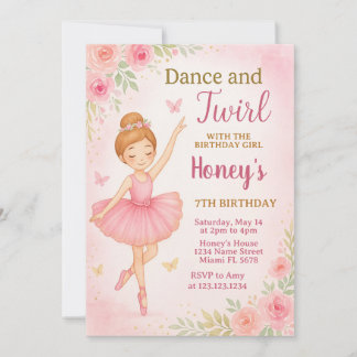 Editable Dance Party Template für Girls Einladung