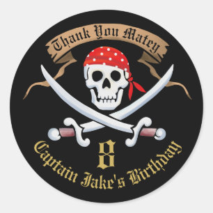 Editable danke, Piratenflagge-Piraten zu Runder Aufkleber
