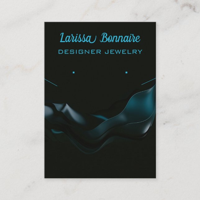 Editable Dark Blue Waves Juwelierkarten Visitenkarte (Vorderseite)