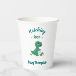 Editable Dinosaur Baby Boy Dusche Schnürung bald Pappbecher