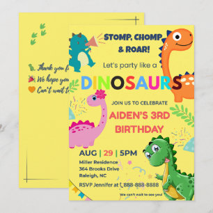 Editable Dinosaur Birthday Einladung
