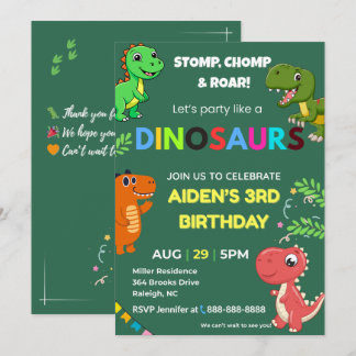 Editable Dinosaur Birthday Invitation Einladung