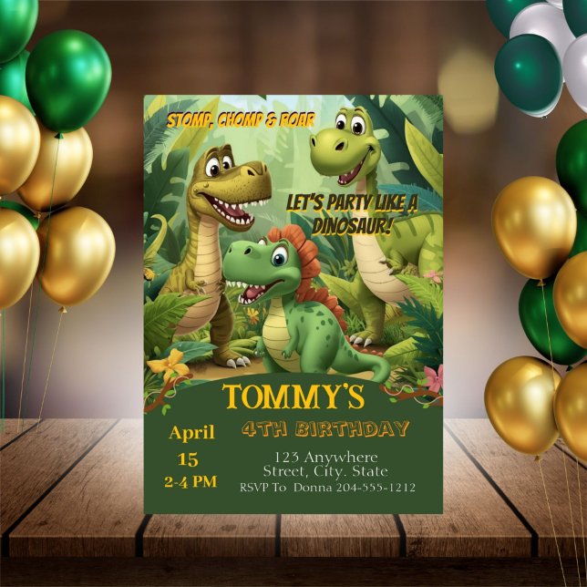 Editable Dinosaur Birthday Invitation Template Einladung (Von Creator hochgeladen)