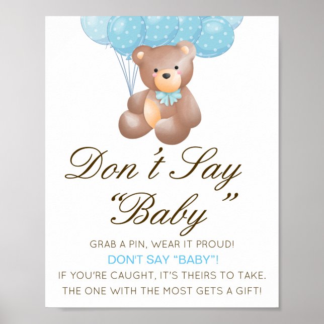 Editable Don't Say Baby Sign, attrapez une affiche (Devant)