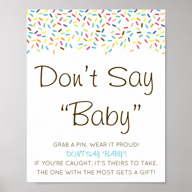 Editable Don't Say Baby Sign, attrapez une affiche (Devant)