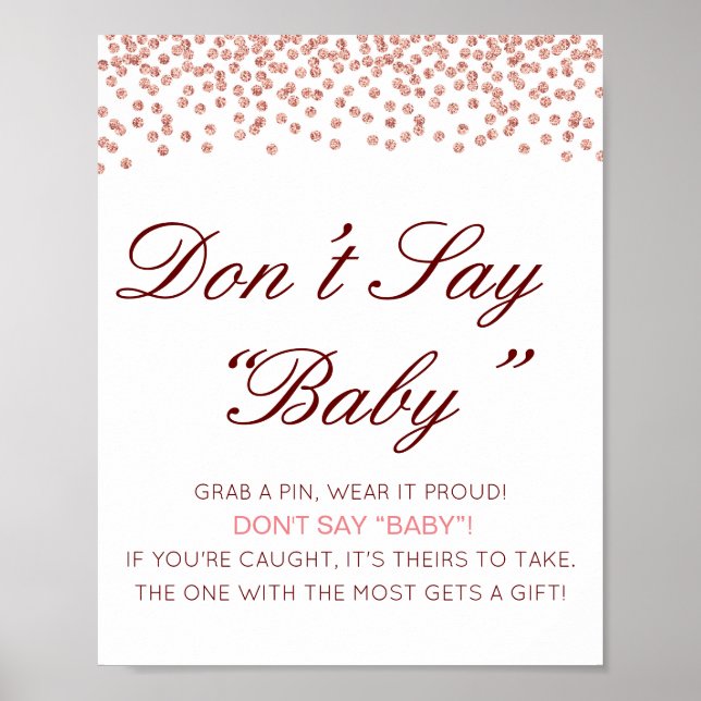 Editable Don't Say Baby Sign, attrapez une affiche (Devant)