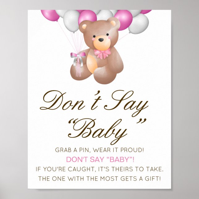 Editable Don't Say Baby Sign, schnappen Sie sich e Poster (Vorne)