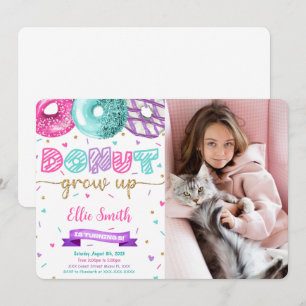Editable Donut Birthday Foto Einladung