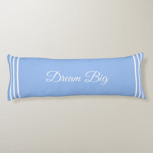Editable Dream Big Text auf Light Blue Seitenschläferkissen (Rückseite)