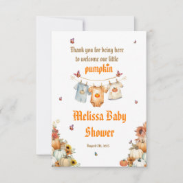 Editable druckbare Herbst Pumpkin Baby Dusche Dankeskarte