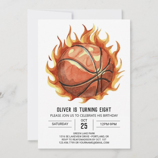 Editable druckbare verzauberte Basketball zum Gebu Einladung (Vorderseite)