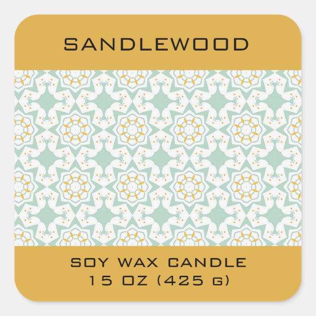 Editable Eastern Design Sandalwood Product Quadratischer Aufkleber (Vorderseite)