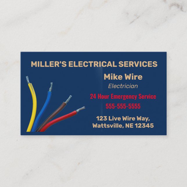 Editable Electrical Business Card Visitenkarte (Vorderseite)