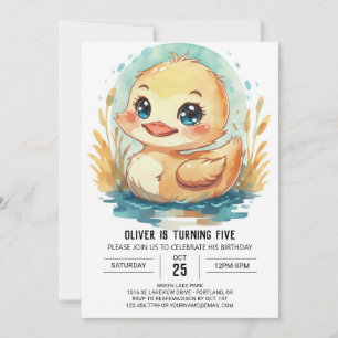 Editable Elegant Duck Birthday Einladung